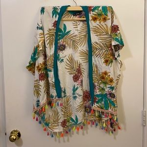 Shein tropical kimono cover up sz Med